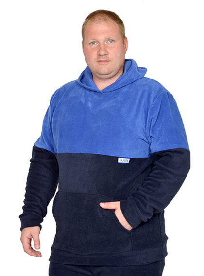 Худи комбинированное из синего флиса