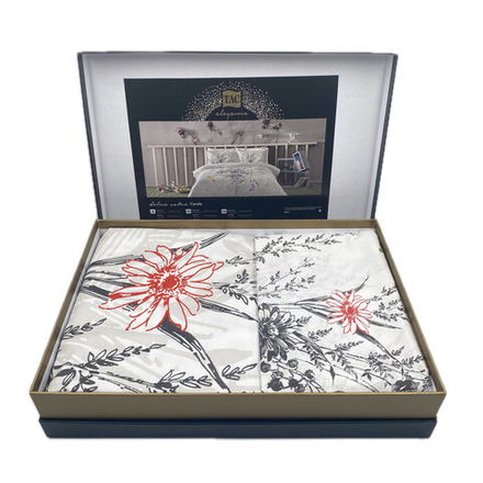 Комплект постельного белья ТАЧ Saten Delux 2-спальный "CERELIA" V01-Серый