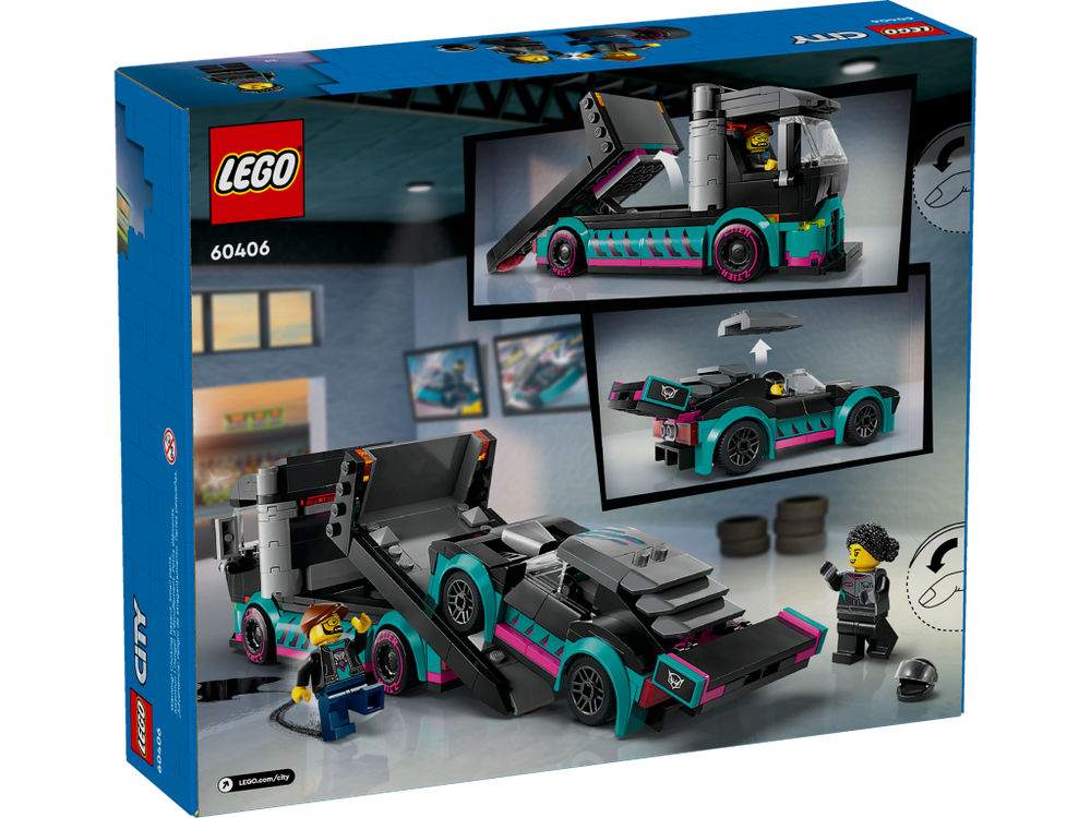 LEGO City 60406 «Гоночный автомобиль и автовоз» — доставка болида к старту