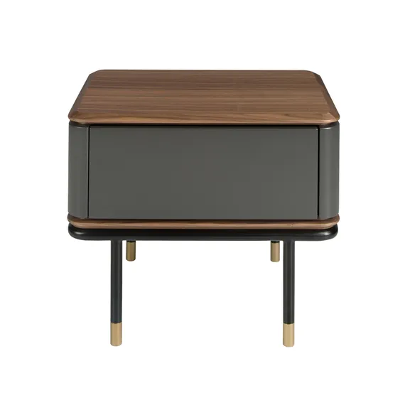 Прикроватная тумбочка 7170/CP2308H из темно-серого дерева с ореховым топом