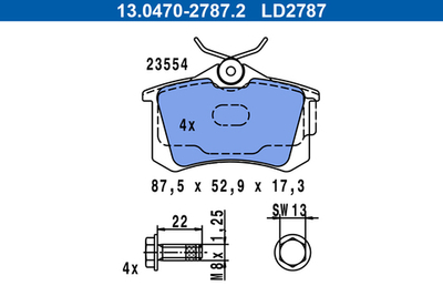 ATE - 13047027872-ATE - Brake Pad Set, disc brake
