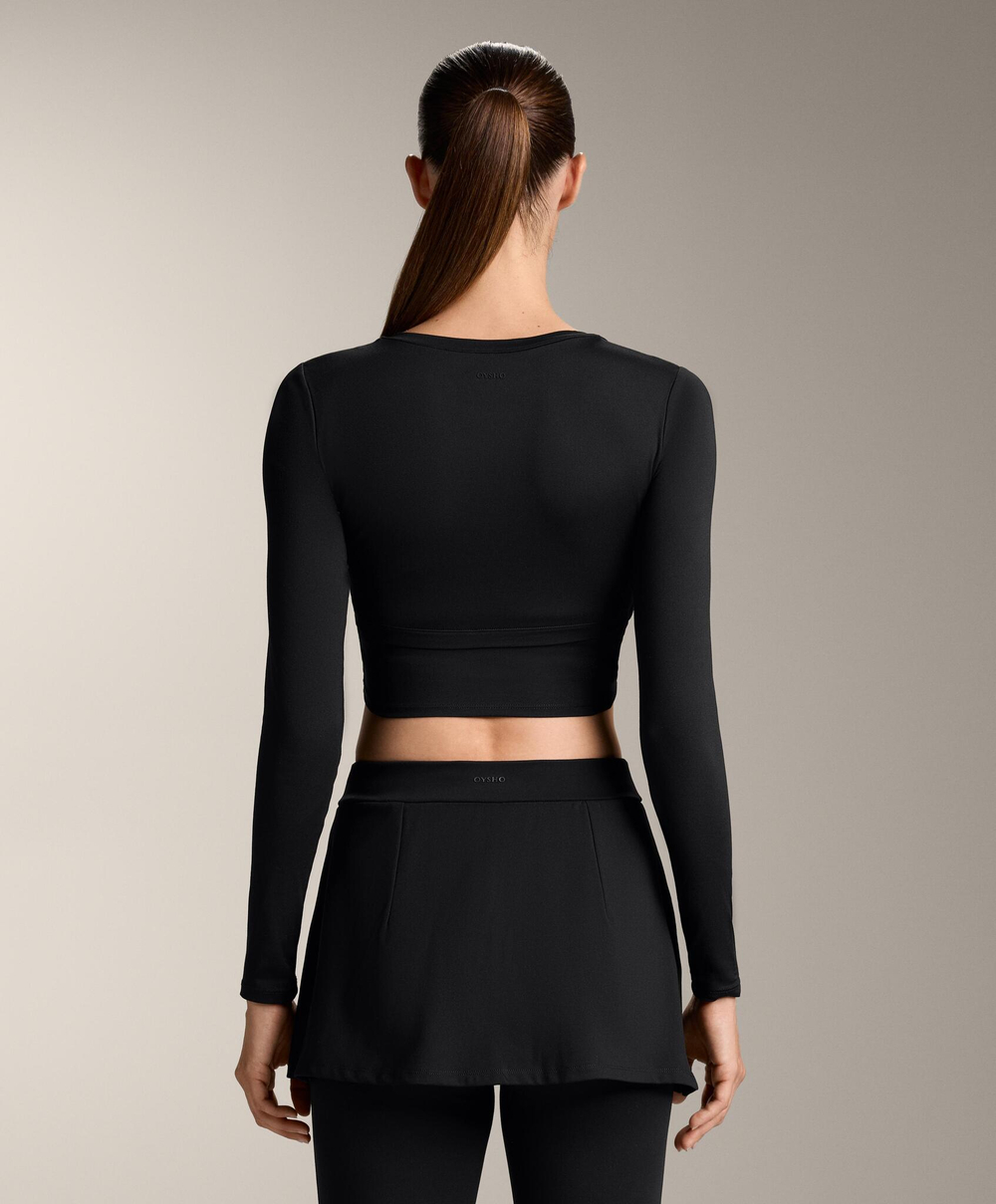 Oysho Футболка с длинным рукавом Comfortlux, черный