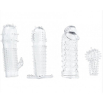 Набор насадок на член Pleasured Penis, прозрачные, 10 см