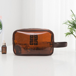 Косметичка водонепроницаемая ПВХ на молнии сумочка с ручкой TRAVEL, коричневая 25*10*16см