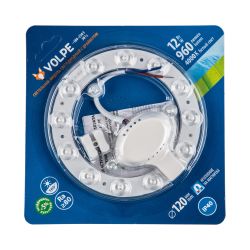 ULE-Q930-12W-4000K IP40 CLEAR Светильник-модуль светодиодный с драйвером. 220В. диаметр 120мм. Белый свет 4000K. Угол 180градусов. TM Volpe
