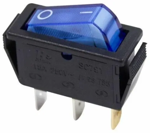 Переключатель ON/OFF 3-конт. Посадочное место-25*13мм 15A 220В Синяя подсветка RWB-404,SC-791 REXANT 36-2211