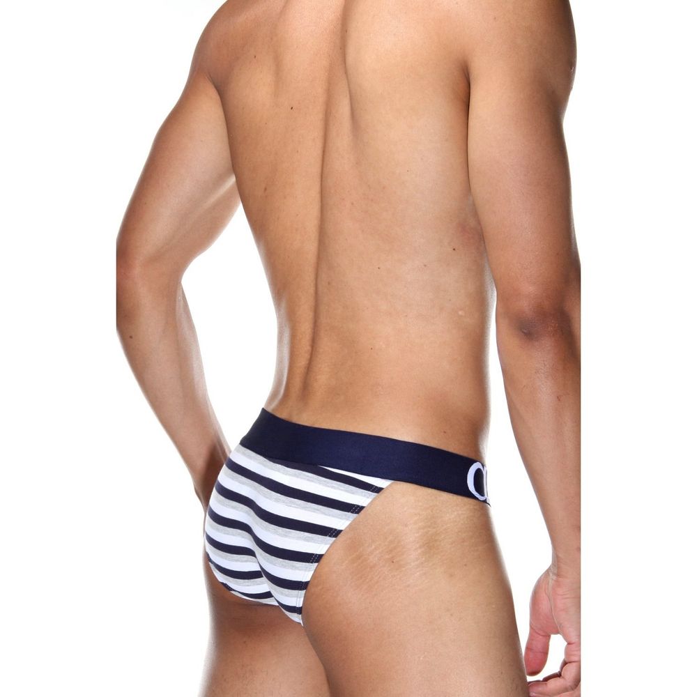 Мужские трусы танга белые в темно-синюю и серую полоску DARKZONE DZN6170