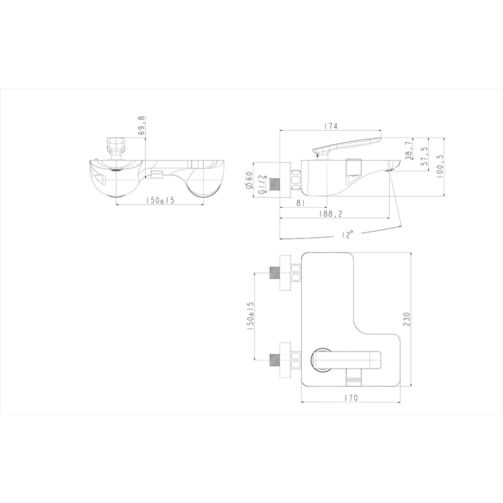 Смеситель Lemark  Bellario LM6802C для ванны