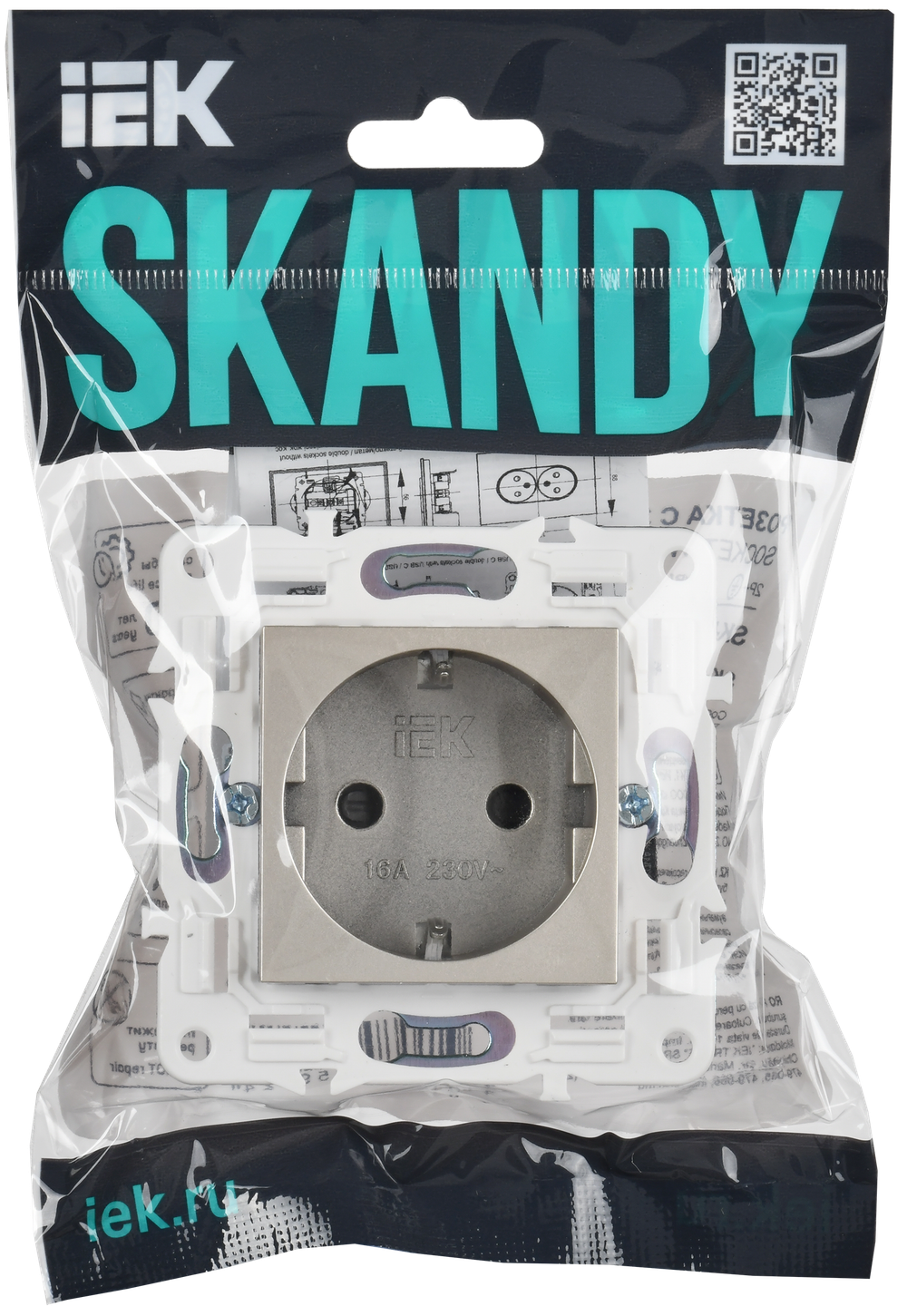 SKANDY Розетка с заземлением с защитными шторками 16А SK-R04Sh шампань IEK