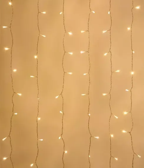 Светодиодный облегченный мерцающий занавес 2*2 м, 220V., 400 теплых белых LED ламп, прозрачный ПВХ, Beauty Led (PCL400NOTBL-10-2WW)