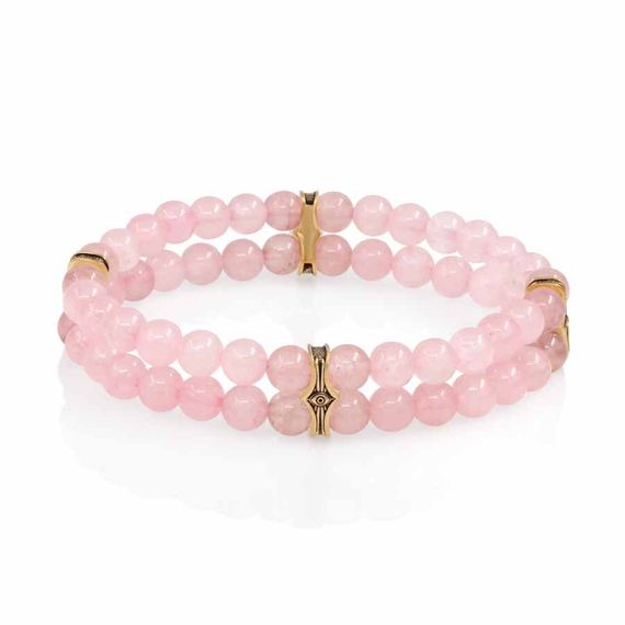 Браслет Всевидящее Око из Бронзы Двойной с розовым кварцем 6 мм