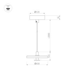 Светильник SP-KOTARO-R450-12W Warm3000 (BK-GR, 36 deg, 230V, TRIAC) (Arlight, IP20) 057224