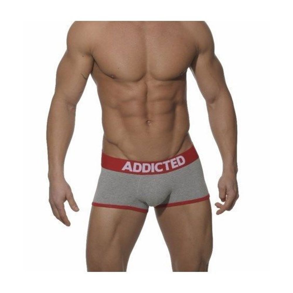 Мужские трусы джоки боксеры серые с красной резинкой Seobean Addicted