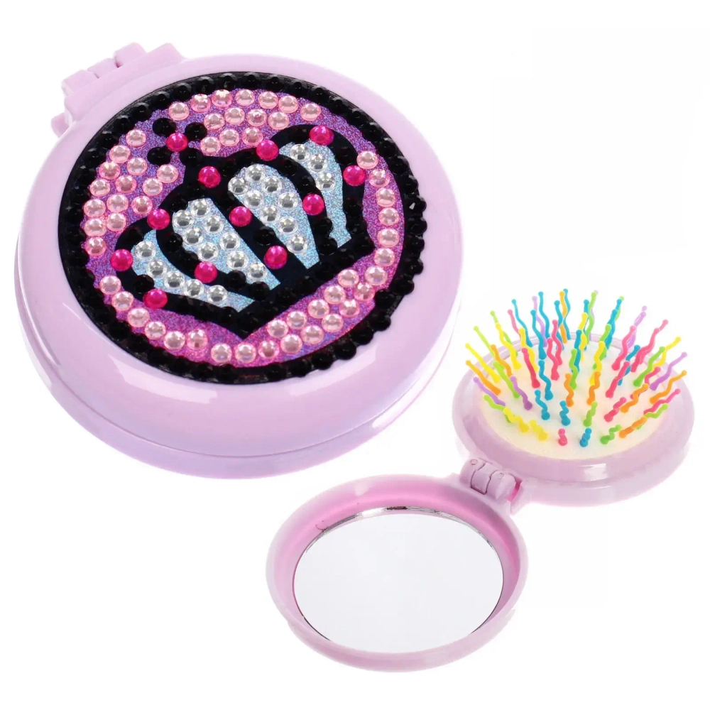 Расческа массажная детская складная «КАРАМЕЛЬ», корона, цвет фиолетовый, d-6см (пакет с подвесом)