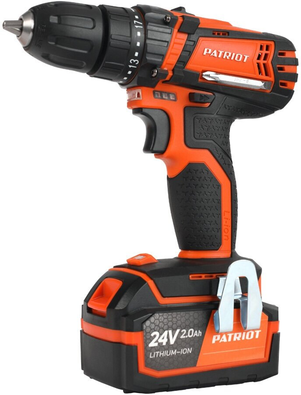 Дрель-шуруповерт акк.PATRIOT BR 241ES, две АКБ Li-Ion, 24В, 2,0 Ач, 33Нм,кейс (180201241)