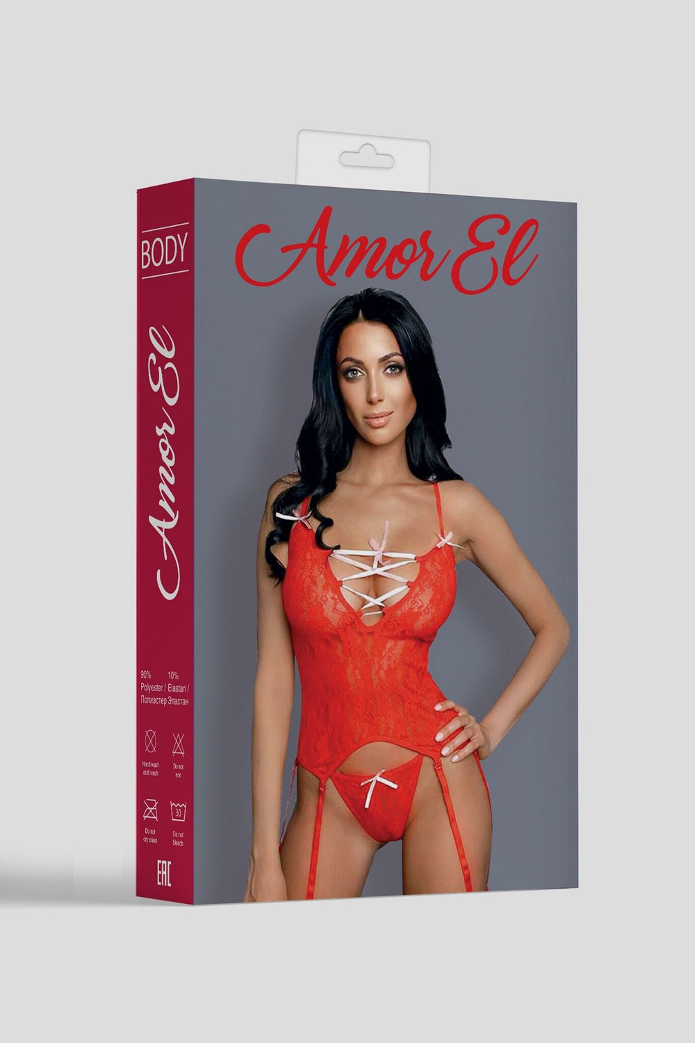 Кружевной корсаж с атласными ленточками (Размер: L-XL) (Цвет: черный)