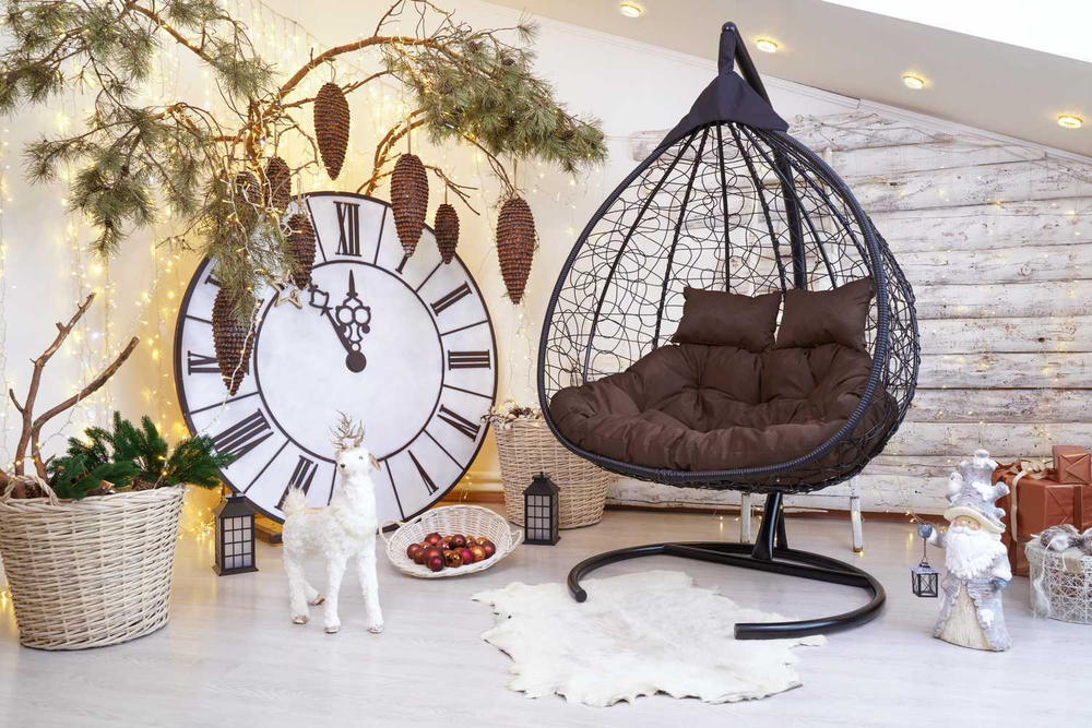 Подвесное двухместное кресло-кокон fisht черный + каркас -10%