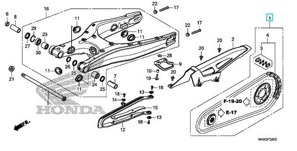 Honda Комплект цепь + звезды (525-16&amp;42T) CRF 1000 2016-2022 06406-MJP-G50