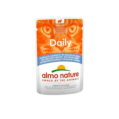 Almo Nature консервы для кошек "Daily" с треской и креветками 70 г пакетик