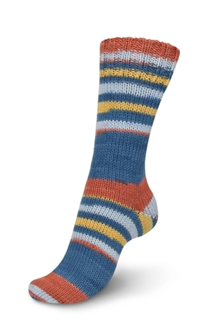 Пряжа Talking Lines Color 6-нитка (05104/Цвет джинсовый-желтый-кирпичный), 150гр/375 м