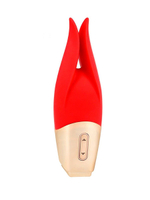 Красный мини-вибратор с раздвоенным кончиком - 12,3 см. (Цвет: красный)