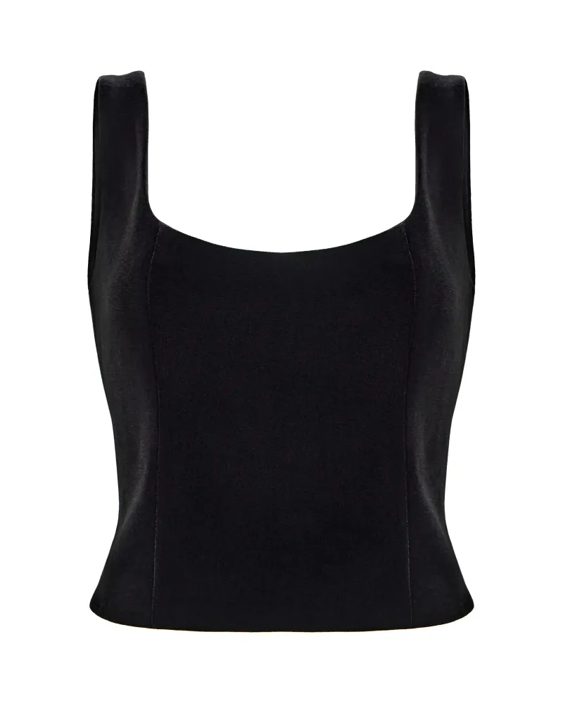 Lee top, топ корсетный из черного бархата