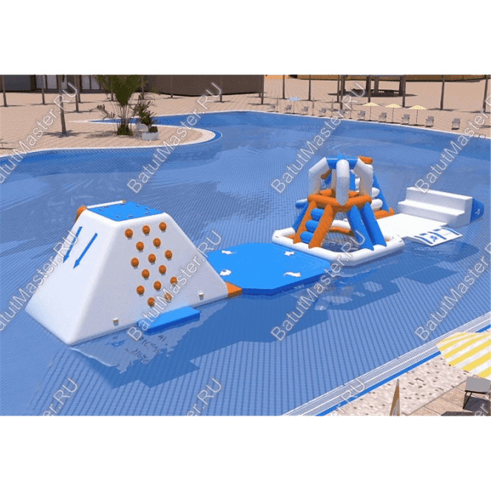 Надувной мини-аквапарк на воде «Водный паук» 12×3×3 м