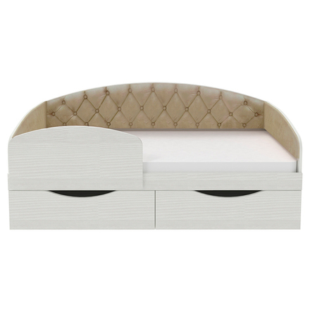 Кровать односпальная КарИВи Беллуччи с каретной стяжкой 80x160 Белое Дерево Беж