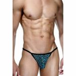 Мужские трусы стринги синие с леопардовым принтом La Blinque LB15357