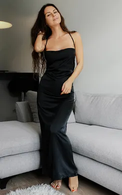 7146 платье-комбинация миди черное