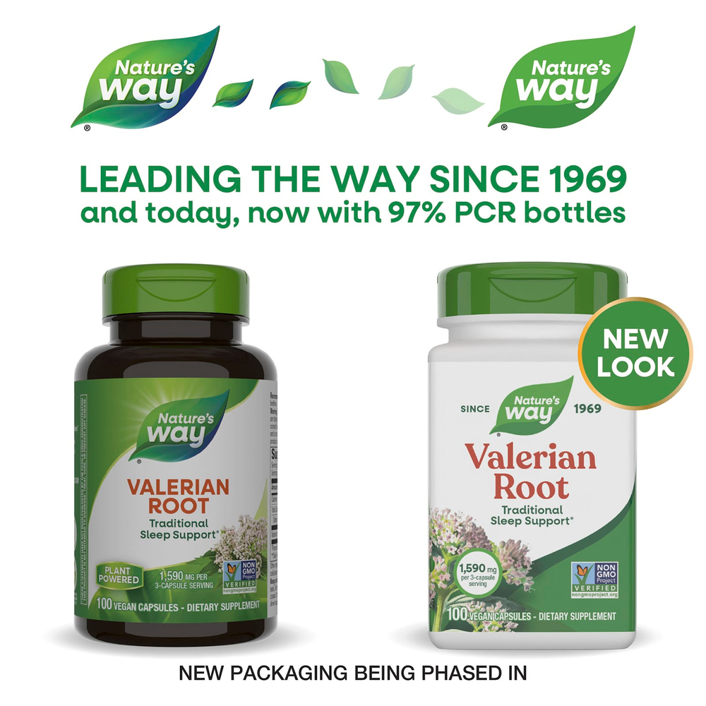Nature's Way, корень валерианы, 100 веганских капсул (530 мг в 1 капсуле)