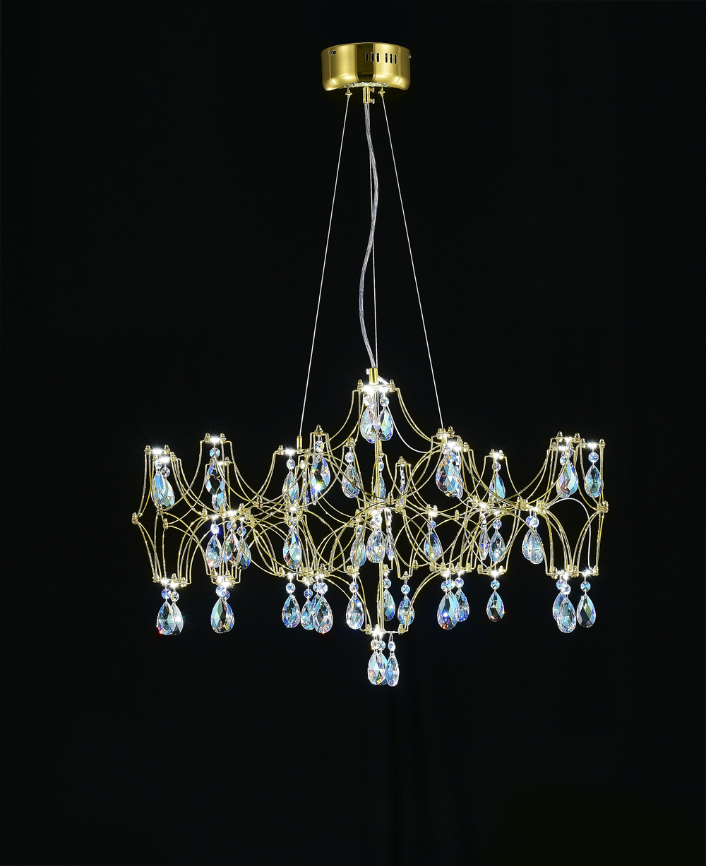 Подвесная люстра светодиодная с пультом и хрустальными подвесками K9 MyFar Ileria MR2652-57P-50СD