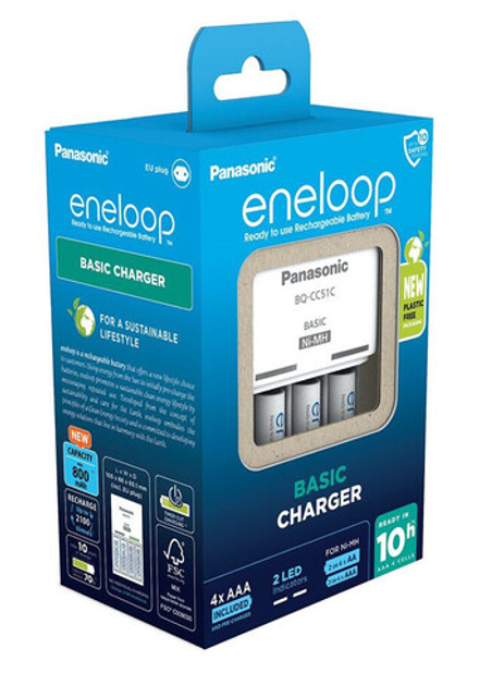 Зарядное устройство Panasonic Eneloop Basic K-KJ51MCD04E для AA/AAA + 4шт AAA 800 mAh