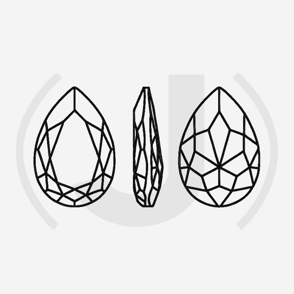 Кристалл Капля (Drop), оттенок "Фуксия"/"Fuchsia", 14*10мм