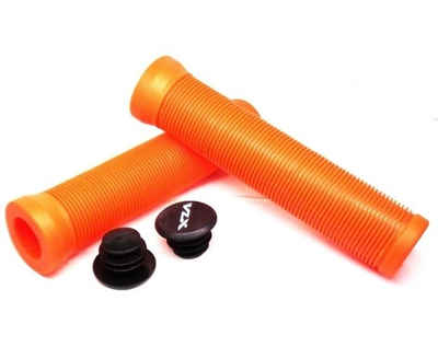 Грипсы без фланца, 166мм, неон оранж, SOFT, заглушки с VLX лого, без уп.VLX-G53 OR