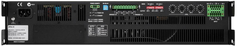 Electro-Voice CPS4.5 усилитель, 4 канала x 500 Вт @ 2 Ом / 4 Ом, 70/100В, 250 Вт @ 8 Ом, класс D