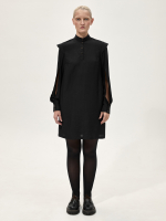 Платье-рубашка с разрезами на рукавах "Девичье". Черное