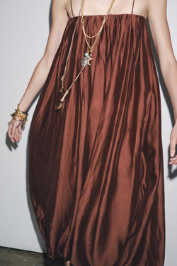 ZARA ПЛАТЬЕ-ТРАНСФОРМЕР С ЮБКОЙ-БАЛЛОНОМ — ZW COLLECTION, ТЕРРАКОТОВЫЙ