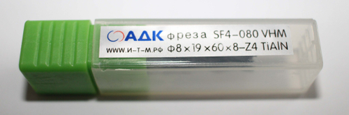 Фреза концевая тв.спл.   SF-Force φ8×19×60×d8-Z4   HRC45 TIALN