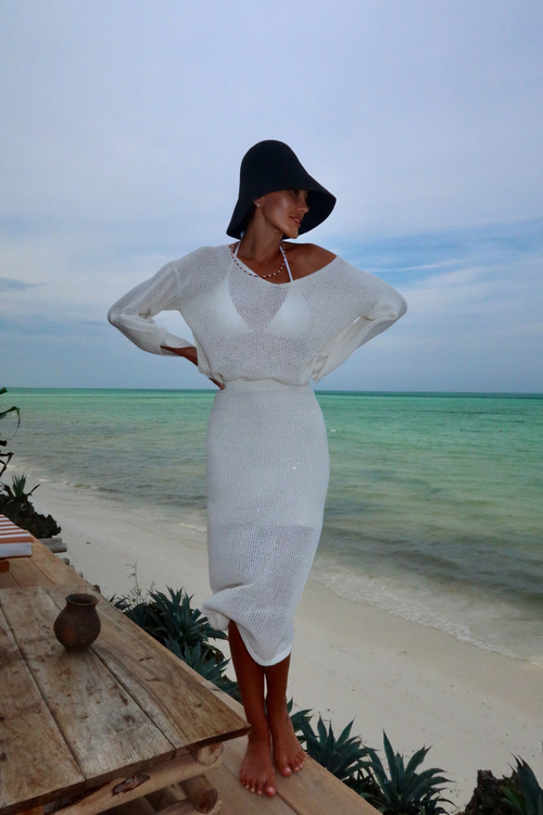 джемпер из хлопка с паетками в молочном цвете