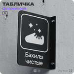 Табличка Бахилы чистые флажковая на стену, двусторонняя с крепежом, 19 х 25 см, для офиса, кафе, отеля, серия COSMO, Айдентика Технолоджи