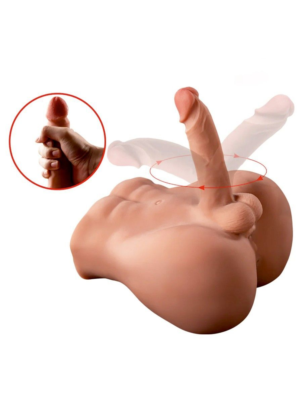 Телесный мужской торс с вибрацией и возвратно-поступательными движениями Bartlett