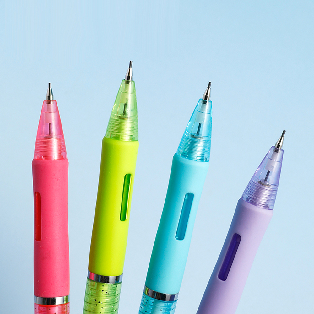 Карандаш механический DELI "Neonup", 0,7 мм, круглый корпус с ластиком, ассорти