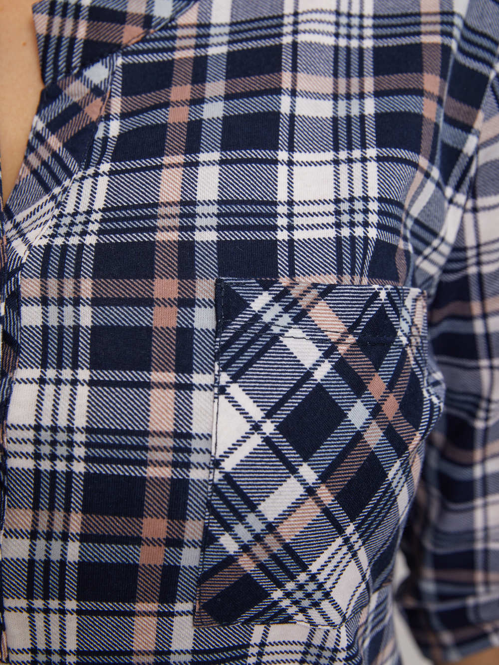 Блузка БЛ-131/синий-бежклетка