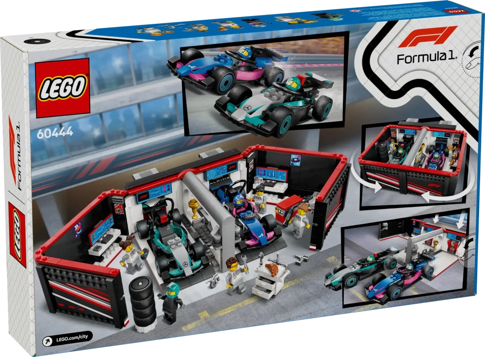 Конструктор LEGO City 60444 Гараж F1 для Mercedes-AMG и Alpine