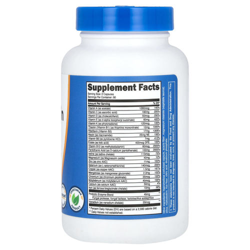 Nutricost, мультивитамины, пробиотики, 22 витамина и минерала, 120 капсул