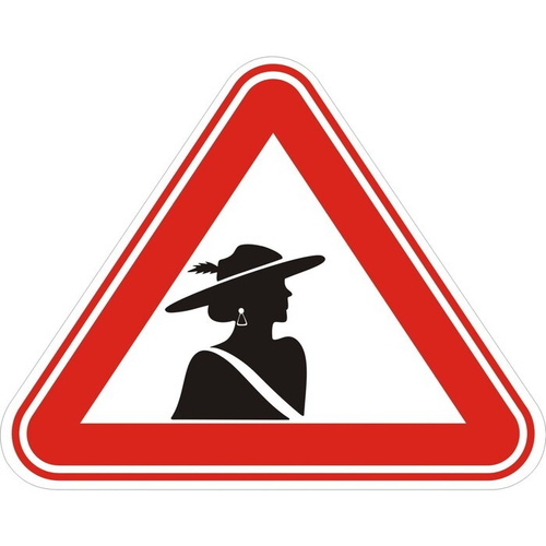 САМОКЛЕЙКА ЗНАК ДАМА ЗА РУЛЕМ 157ММх135ММ