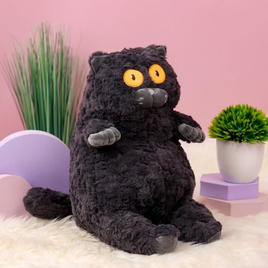 Мягкая игрушка "Смотрящий Кот", черный, 40 см