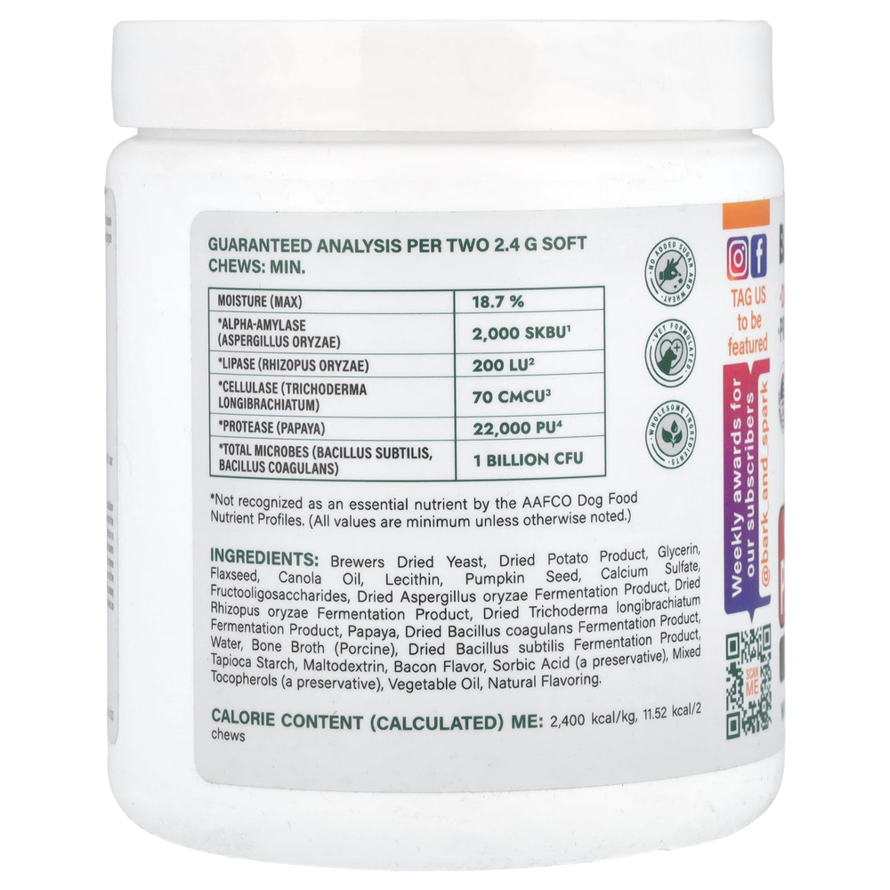 Bark&Spark, Vet Strength Probiotics, For Dogs, Bacon, 120 Soft Chews, 10.1 oz (288 g)