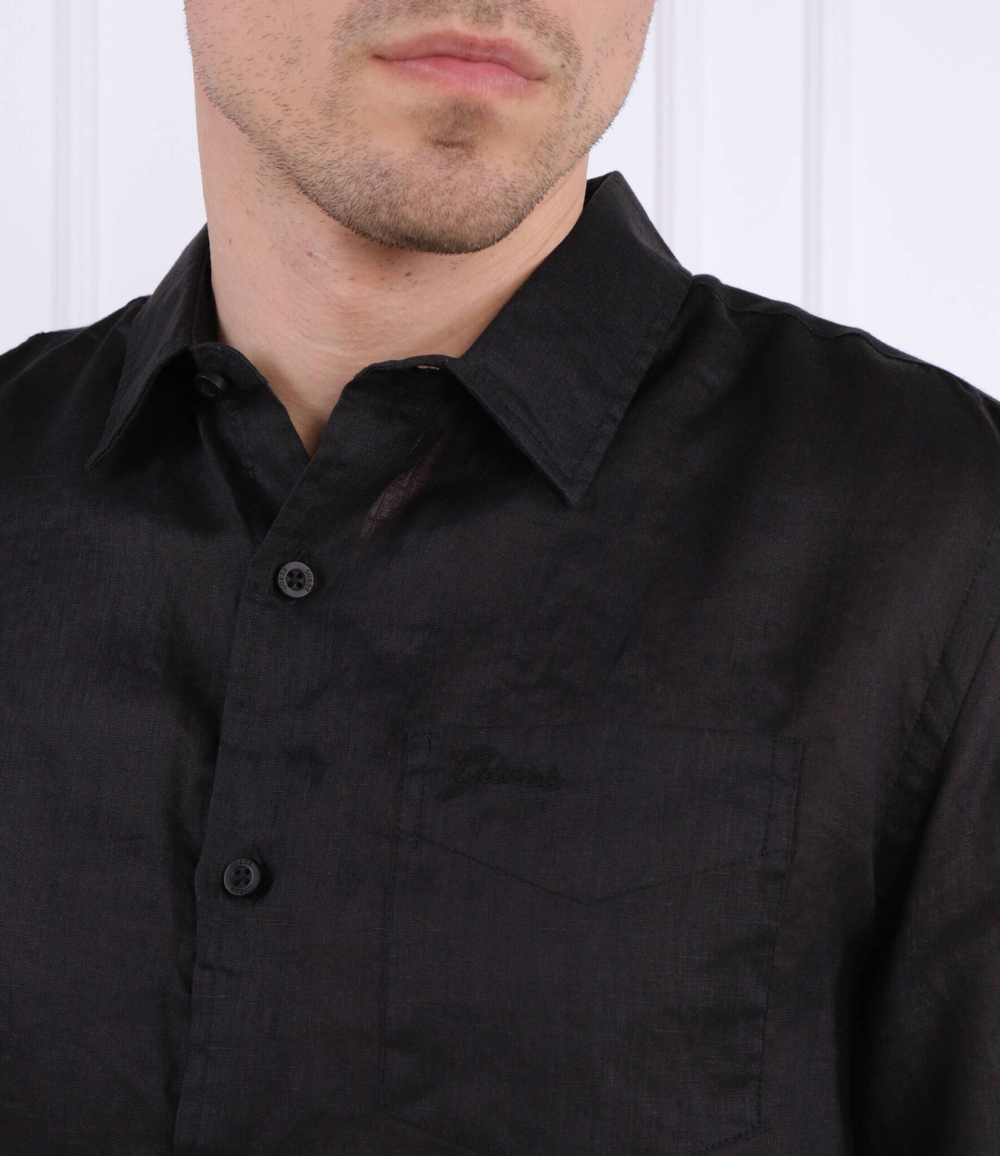 Льняная рубашка LS ISLAND GUESS - черный(M2YH44 WERX0)